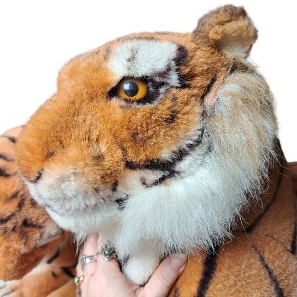 VINTAGE BEST MADE TOYS LIMITED TIGER MAMA CUB REALISTIC PLUSH 45" STUFFED ANIMAL - Picture 8 of 16